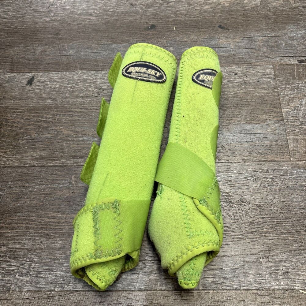 Equi-Sky Lami-Cell Horse Protective Boots Large Right Left Rears Hind Lime Green